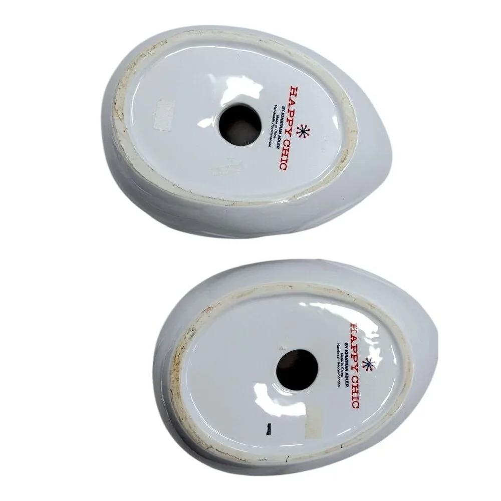 Jonathan Adler Pair Of White Ceramic Owl Tea-light Holders